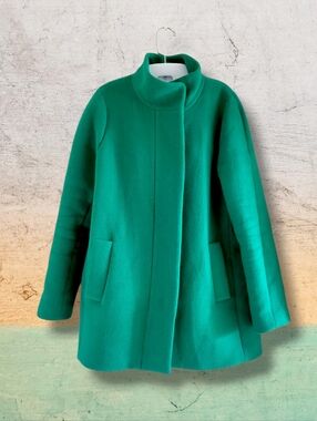 J. Crew | EUC Emerald Green Stand Collar Wool Blend City Coat (SIZE 10)